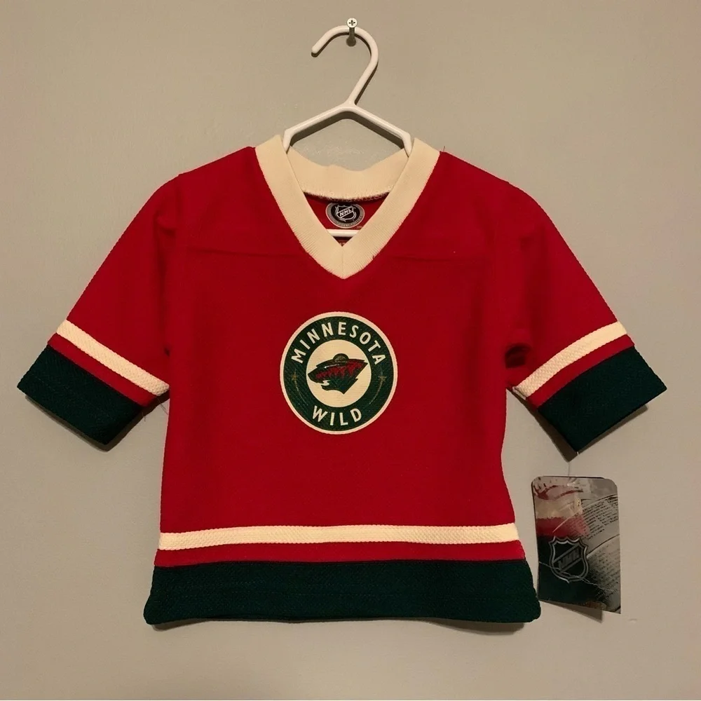 NWT. NHL Minnesota Wild Kids Red Hockey Jersey - Picture 2 of 5